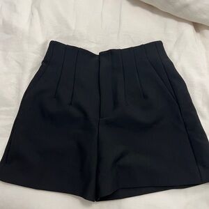 Zara Double Fabric High-Waisted Black Shorts, XS